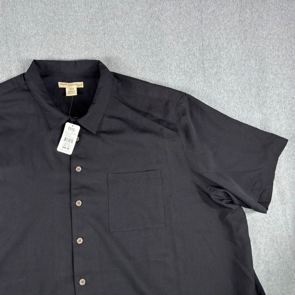 Island Passport 3XLT Camp Shirt Navy Rayon Blend Big Tall Casual Button Up